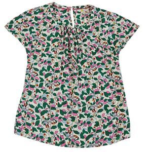 Boden Women's Silk Blend Ivory Orchard Print Blouse, Size 4, Good Used Condition